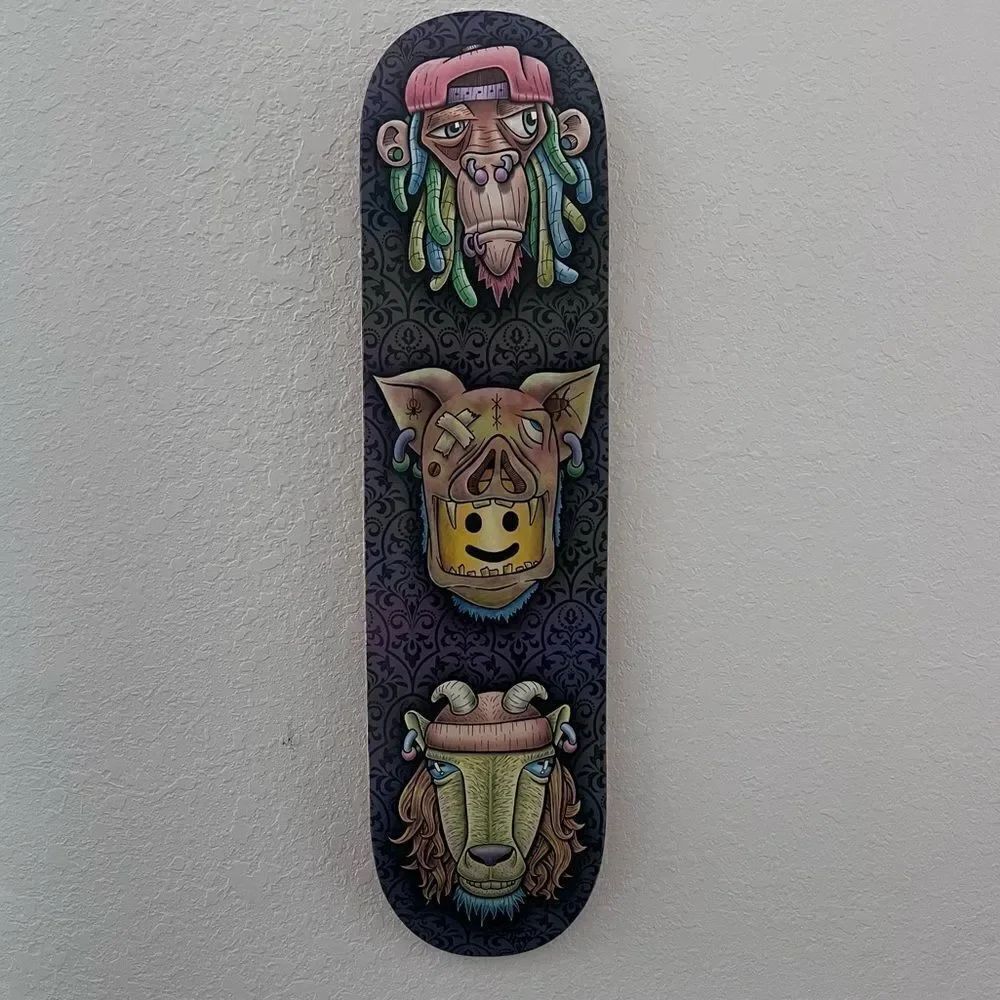 The Goat, The Monkey & The Pig - Skateboard Wall Art - Ready to Hang - NEW